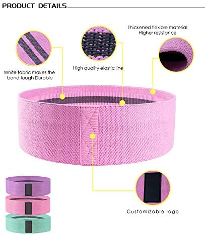 Miniatura 8 de Bandas de ejercicios de resistencia de tela, juego de 3 bandas de entrenamiento anchas para botines, 3 unidades, bandas para botines para mujeres y