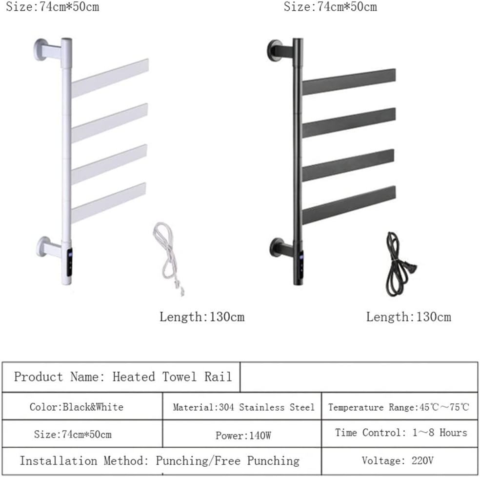 Rotatable Towel Dryer Intelligent Electric Warmer Heated Rail Bathroom Accessories Rack Digital Display