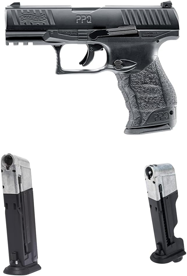 Bundle of Umarex T4E Walther PPQ .43 Caliber Training Pistol Paintball Gun Marker, Black + Paintball Gun Marker, Standard Magazine + Quick Piercing Magazine