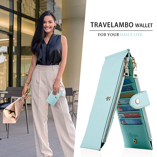 Image of Travelambo RFID Wallet Women Large Size Bifold Multi Card Wallet Case with Zipper Pocke Credit Card Holder for Women