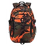 Camouflage Backpack, Large Capacity Water-Resistant Student Children School Bag