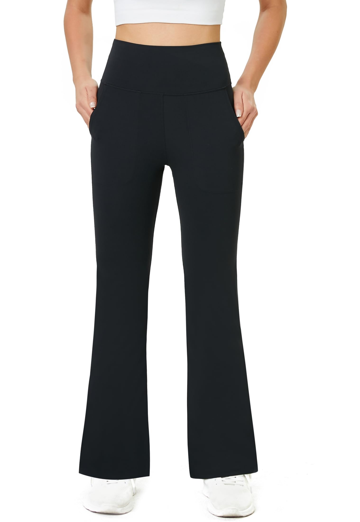 Friptspyg Damen Hose mit Taschen Casual Arbeit Hose High Waist Yogahose Stretch Jogginghose Bootcut Sporthose Freizeit Yoga Pants