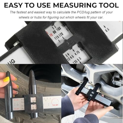 Image of Wheel PCD Gauge, Automotive Stud Bolt Pattern Measuring Tool PCD Ruler, Universal Wheel Rim Bolt Pattern Sliding Caliper Gauge for 4 5 6 8 Holes Lug Tool, Car Accessories