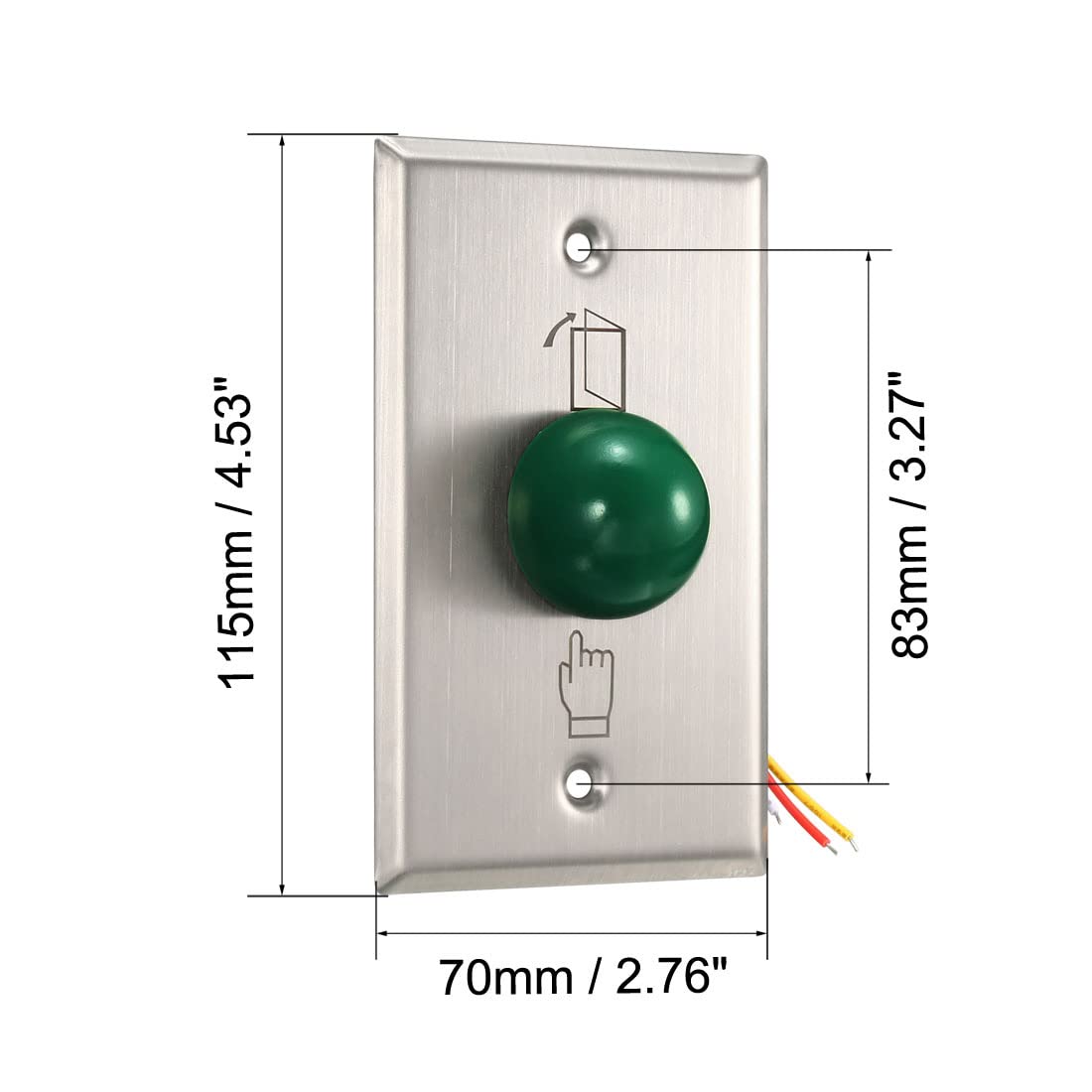 Bouton de déverrouillage de Porte, Bouton Poussoir for Sortir, Interrupteur NO/NC/COM réinitialisable for Panneau de contrôle d'accès, 115mm x 70mm, 12V 3A, en Acier Inoxydable