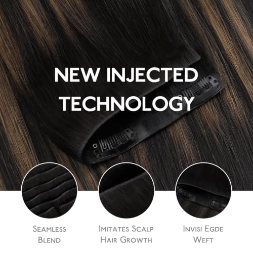 Image of WENNALIFE Invisible Edge Seamless Clip in Hair Extensions Real Human Hair