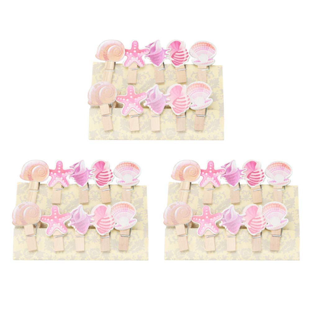 ABOOFAN Ocean Decor Ocean Wood Clothespins Photo Clips Cartoon Shell Photo Clips DIY Craft Hanging Wooden Clips for Wedding Ocean Party Decoration 30pcs Mariposas Decorativas para Pared