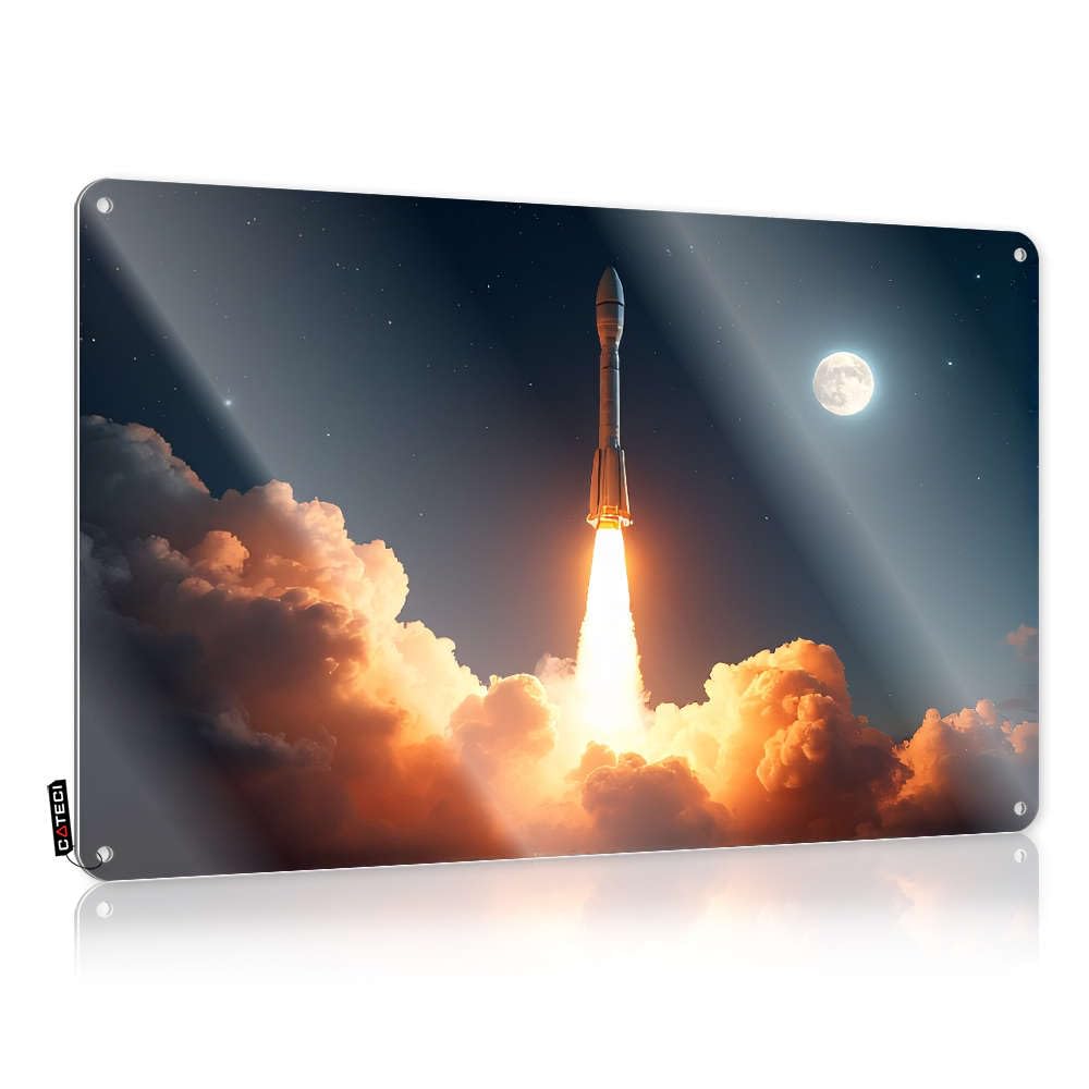 Sujd Boys Colour Tin Wall Decor Wall Vintage Style | Rocket Launching Into Space With Moon In Background. Old Personalized Home Decor(30X40cm)