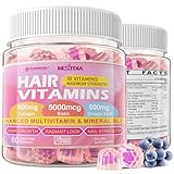 Hydrolyzed Collagen Peptides｜Biotin｜0mega-3｜Hair Vitamins Gummies - Multivitamin for Women Men with vitamin A, C, B6 ,B12, Iron, Zinc for Follicles, Hair Growth & Strength, Skin, Nails Health - 60Cts