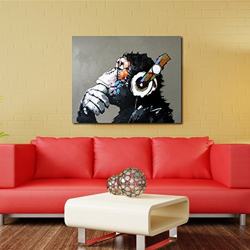 アート・デザイン・音楽 Painting oil on canvas 100cmx100cm Amazon.com: zoinart Colorful Music Symbol Oil Painting on