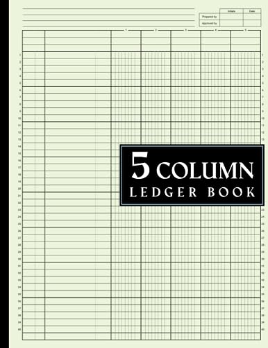5 Column Ledger Book: Large Accounting Ledger for Bookkeeping / Columnar Pad 5 Columns for Personel Use and Small Business, 8.5 x 11 inches.