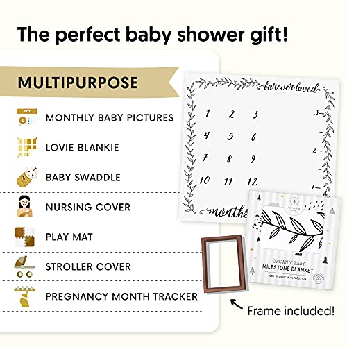 image for Pondering Pine Organic Baby Monthly Milestone Blanket Boy or Girl - Fo