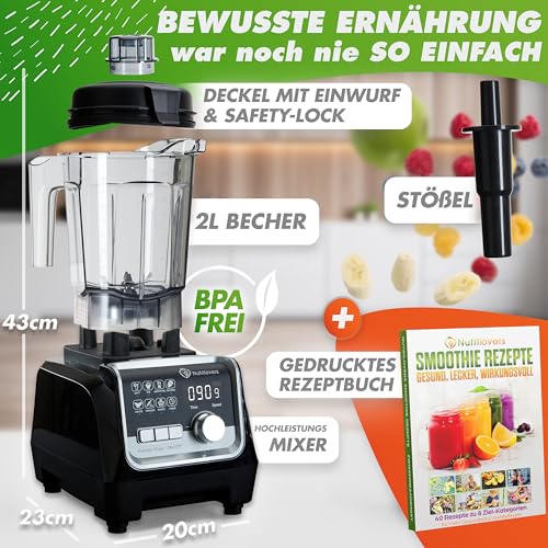 NUTRI-BLENDER MAX+ Blenders met kan 2000 W standmixer smoothie smoothiemaker professionele mixer blender - 2L Tritan, BPA-vrij, 9 niveaus, digitale timer - Afbeelding 3