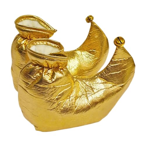 Sapatos de carnaval para festas, palhaços, festas, bailes e jogos de RPG para eventos de carnaval e espetáculos, Dourado, Tamanho único