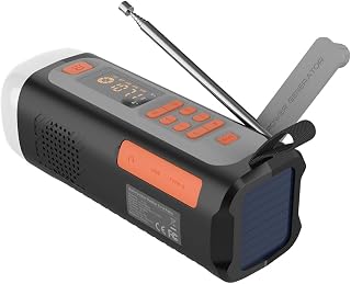 Radio de Emergencia Portátil, FM/Am Emergency Radio con Solar Recargable y Dinamo con Manivela con Linterna LED 4500mAh Powerbank SOS Alarma