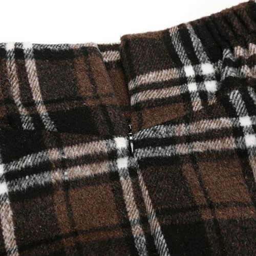 Image of IDEALSANXUN Women's Fall Winter High Waisted Wool Plaid A-line Long Skirt