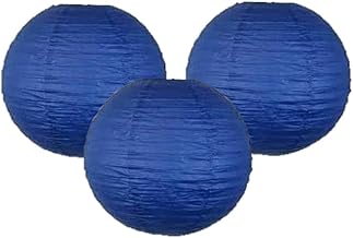 Pack of 3 Round Paper Lanterns Lamp Wedding Birthday Party Decoration (Royal Blue, 14"/35CM)