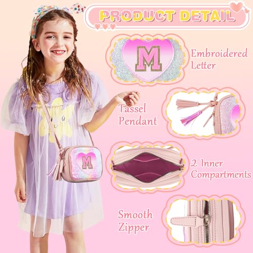 Personalized Toddler Purse for Girls 2–10, Cute Little Girl Purse & Kids Wallet, Small Initial Shoulder Crossbody Bag, Birthday & Christmas Gift for Daughter(Rainbow,M)3