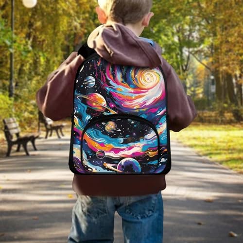 Trippy Galaxy School Backpack for Girls Boys Solar System Backpack for Notebooks Laptop Bottles Reusable Bookbag with Breathable Back Panel 12 Inch Shoulder Bag for School Travel Gifts3