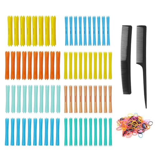 Juego de 78 varillas rizadoras flexibles con peine, 8 tamaños diferentes, varillas onduladas frías, herramientas de peluquería para peinar el cabello largo, medio y corto, maquillaje para mujeres