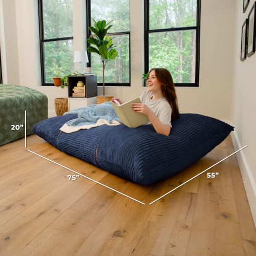 Image of Big Joe Turnabout 3-in-1 Convertible Bean Bag Chair, Midnight Blue