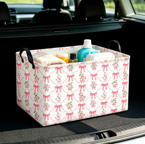 Image of CLOCOR Rectangular Storage Basket Empty,Gift Basket,Waterproof Storage Bin,Room Decor(Spring Flower)