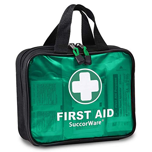 200 Pieces First Aid Kit with Hospital Grade Medical Supplies – Includes Emergency Blanket, Bandage, Scissors – Great for Home, Outdoors, Office, Car, Travel, Camping, Hiking, Boating (Green)