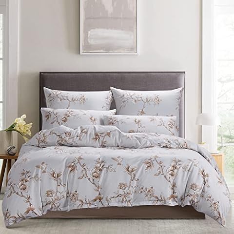 NORCH Floral Duvet Cover Set Single Aesthetic Bedding Set Reversible Soft Quilt Cover with Pillow Case Cover