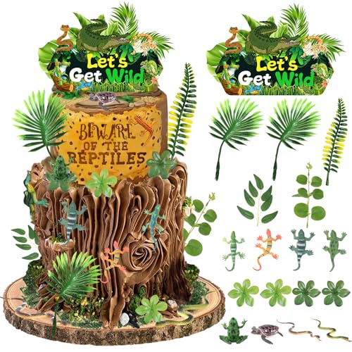 Reptile Cake Toppers Safari Animals Lizard Snake Turtle Alligator...
