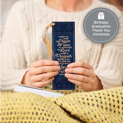 Image of Christian Art Gifts Faux Leather Bookmark for Women: I Know the Plans