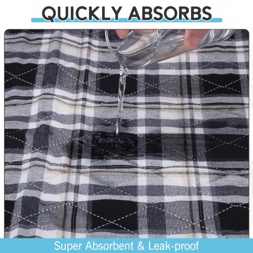 Image of Washable Pee Pads for Dogs - 18 inchx24 inch 2PCS, Whelping Pad for Puppy Training, Playpen Crate Bed Floor Protector, Reusable Dog Potty Pads Non-Slip, Super Absorbent & Odor Controlling, Black Plaid