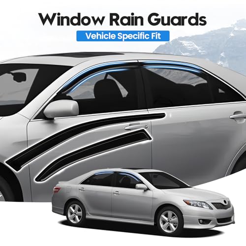 Image of Camry Rain Guards - Window Visors for Toyota Camry 2007-2011 LE CE SE XLE Hybrid, Out-Channel Side Window Rain Guards for Camry Accessories, 4PCS, Black, Car Accessories