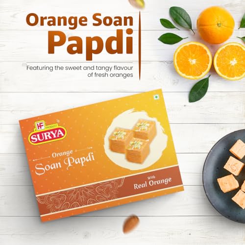 Image of HF, Surya Real Orange Soan Papdi- 200g | No Added Preservatives or Colours
