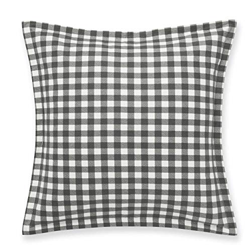 Image of Eddie Bauer - Euro Sham Set, 2pc Cotton Bedding with Hidden Zipper Closure, Stylish Plaid Bedding Set (Kingston Charcoal, 26 inch x 26 inch)
