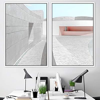 signwin 2 Piece Framed Canvas Wall Art Building...