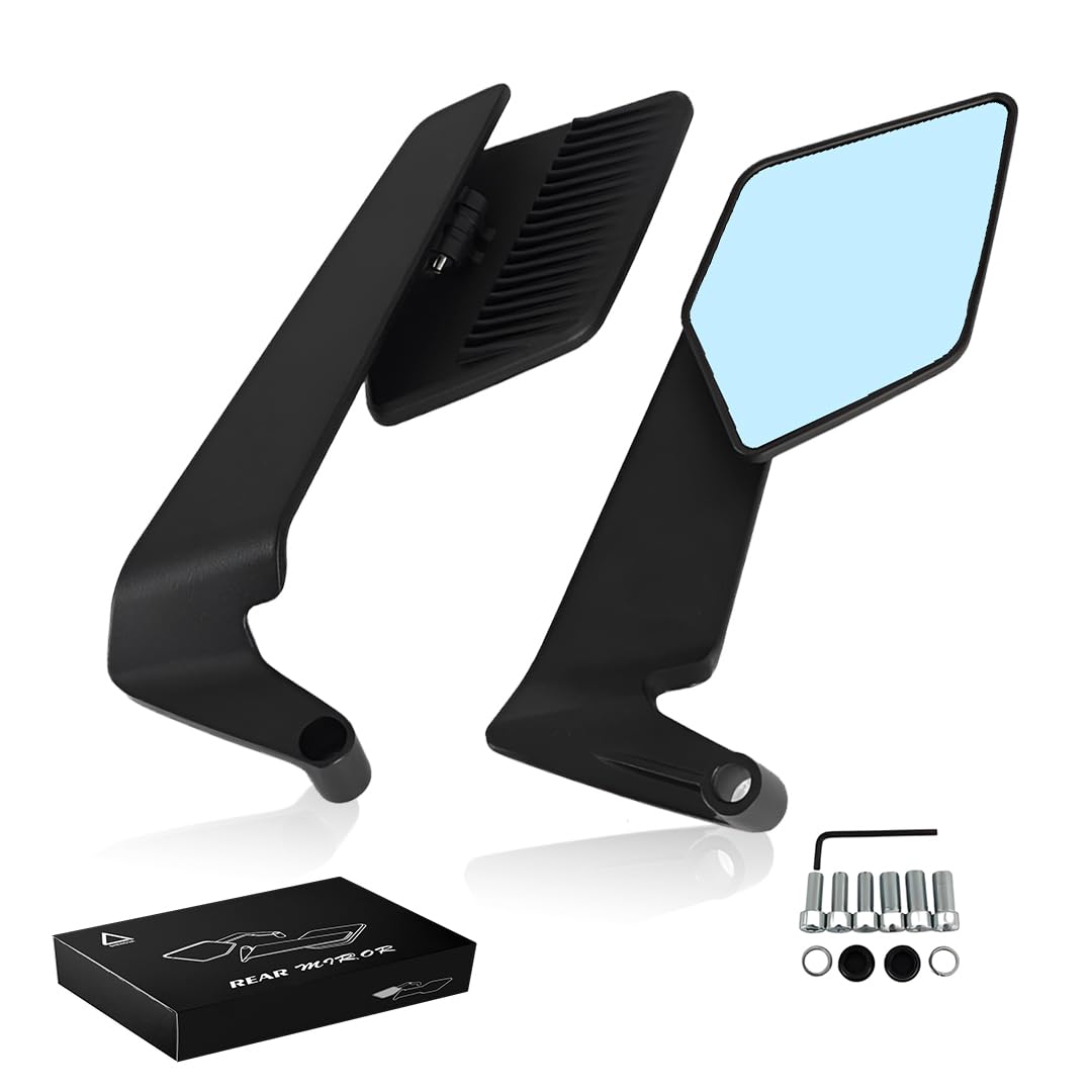 MOTO GENIUS Stealth Max Motorcycle Bar End Side Mirrors, Universal Aluminium Alloy, Compatible with Most Bikes