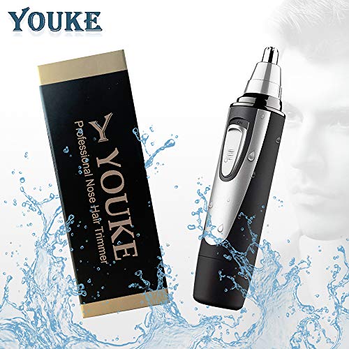 Professional Nose & Ear Hair Trimmer for Men Women, Waterproof Electric Nostril Nasal Hair Remover with Vacuum Cleaning System, Mute Motor, Wet/Dry, Cordless and Battery Operated (Black)