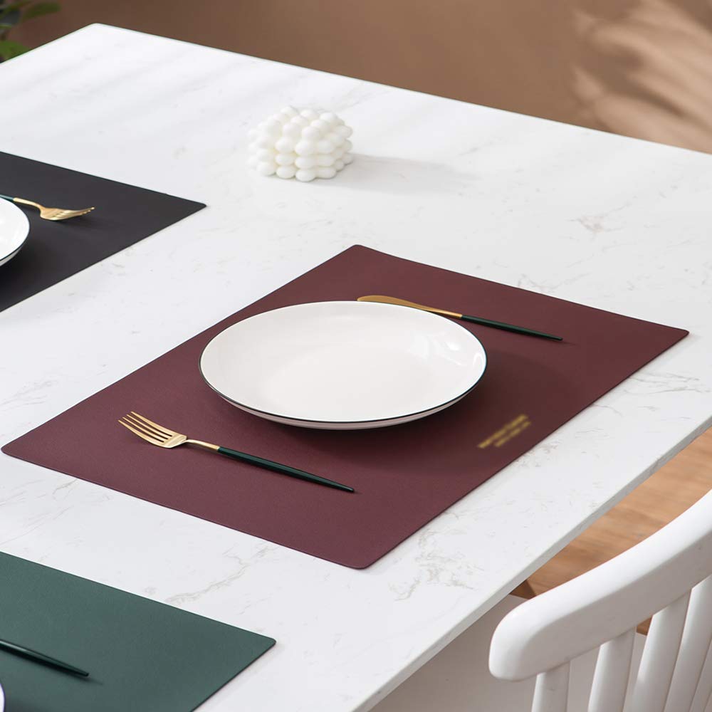 Napperon en Cuir PU Tapis de Table Design réversible Antidérapant Imperméable Résistant à l'huile Isolation Durable Cuisine Salle à Manger Multicolore Disponible, Gris foncé (Vert foncé)