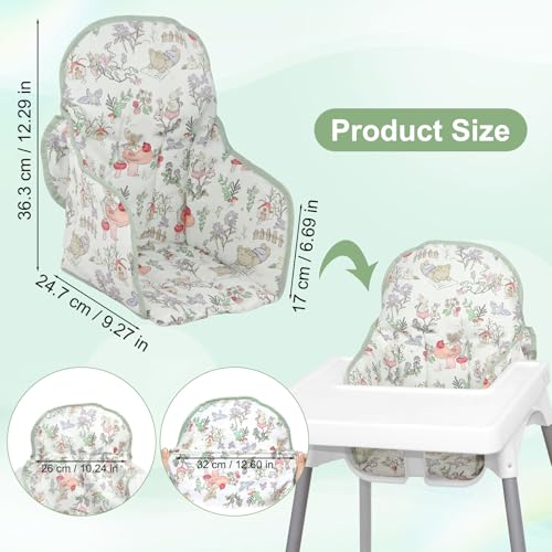 Image of For IKEA High Chair Cushion, With High Chair Handy Pocket Pouch (Bear) | For Antilop Cushion, For IKEA Antilop Highchair, Cotton Soft, Baby Sitting More Comfortable