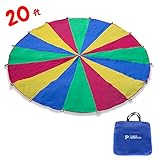 Tunco 20ft Parachute for Kids - Kids Parachute Toy - Outdoor Games for Kids - Kids Toys - Outdoor Toys - Kids outdoor toys - kids games - Kids Party Games - Outdoor Kids Games - Kid Toys - VBS - Gym