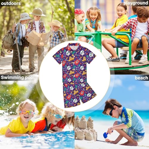 Skull Cactus Mexican Element Short Sleeve Hawaiian Button Down Shirts and Short Sets for Boys Toddler Summer Outfits 5