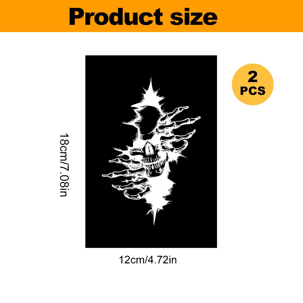 2 Adesivi Teschio Auto 12x18cm - In PVC, Bianco, Decorazione Horror Per Auto E Moto, Facili Da Applicare - Foto 9