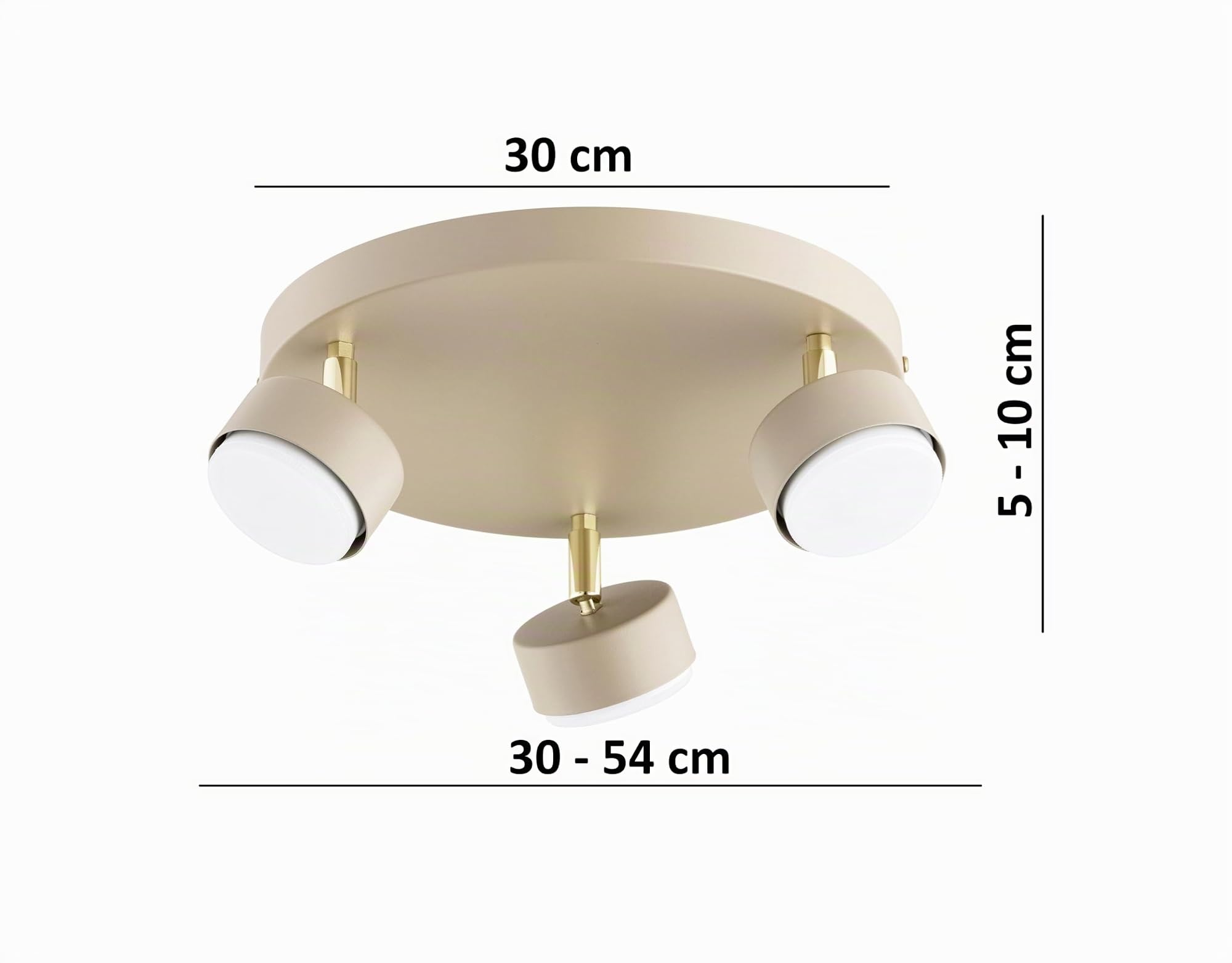Deckenleuchte 3-flammig GX53 Beige – Moderne Spot-Leuchte im Loft Design für Wohnzimmer, Küche & Büro (ohne Leuchtmittel)
