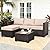 Rattan Star Patio Furniture Set 3 Piece Outdoor Sectional Sofa Set with Wicker Couch, Ottoman, Patio Table All-Weather Non-Slip Cushions and Waterproof Covers, Khaki