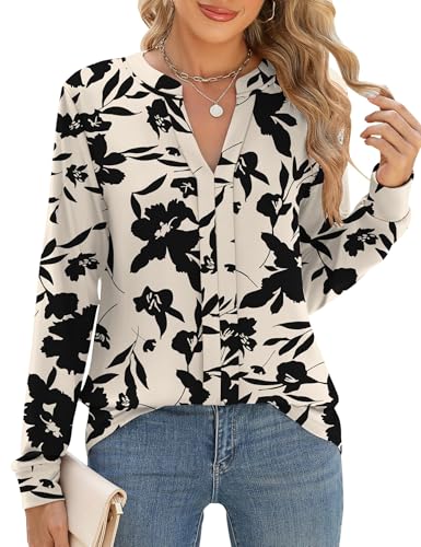 IECCP Damen Bluse Oberteile Elegant Langarm Tuniken Herbstmode Einfarbig Langarmshirt Lässige Festliche Hemdbluse Kleidung Apricot Blumen L IECCP Damen Bluse Oberteile Elegant Langarm Tuniken Herbstmode Einfarbig Langarmshirt Lässige Festliche Hemdbluse Kleidung Apricot Blumen L