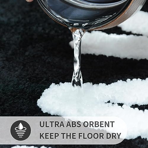 Black Get Naked Bath Mat, Long Runner Mat for Bathroom, Cute Fun Simple Bath Rug, Water Absorbent Non-Slip Microfiber Mat, 18"x47"