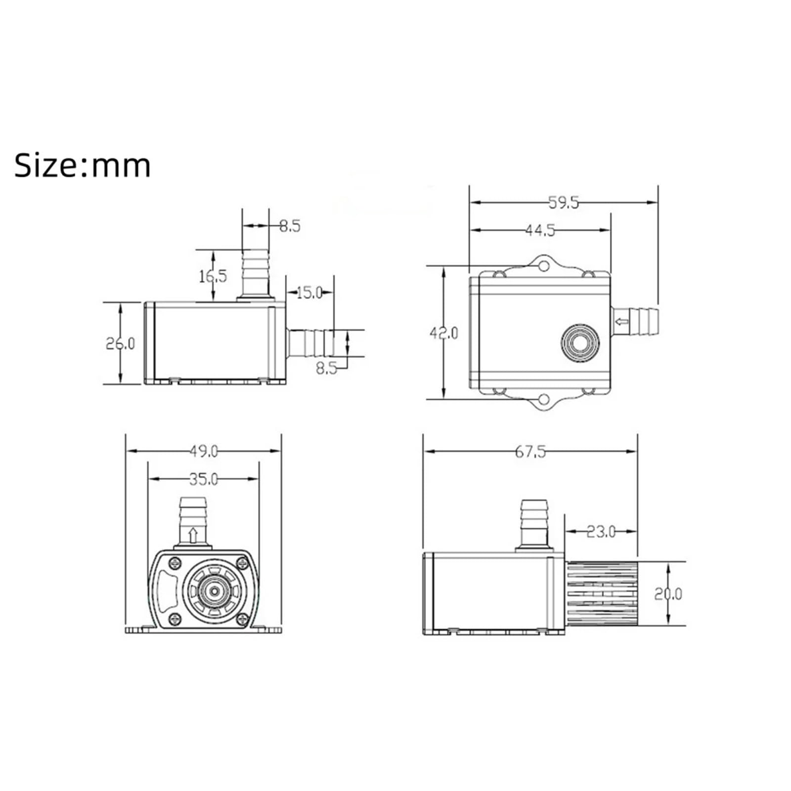 Industrial Water Pressure Diaphragm Pump QR50C 300L/H Flow 12V Mini Brushless Motor Computer Water Circulation Fountain Pump