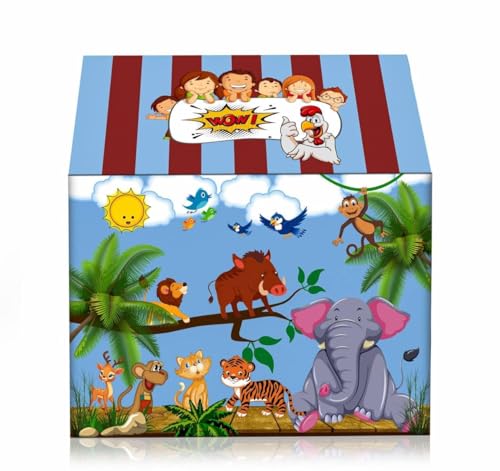 Image of Play Tent House for Kids - Lightweight Indoor Outdoor Play House for Boys & Girls | Multicolor (Jungle)