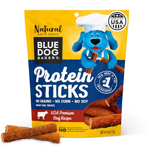 Blue Dog Bakery Protein Jerky Meat Sticks Made w/USA Beef #1 Ingredient Healthy Dog Treats All Natural 6 oz (Pack of 1)
