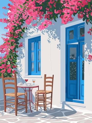Pintar por números adultos casa de 90x120cm con lienzos y acrílicos