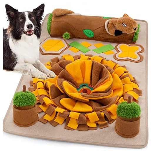 Meilzer Snuffle Mat for Dogs Sniff Mat for Dogs Puzzle Toys Squirrel Squeaky Tough Durable Teething Interactive Games
